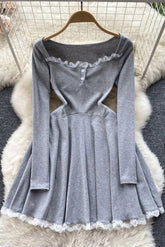 Romantisches Prinzessinnen-Partykleid mit Spitzen-Patchwork und hoher Taille